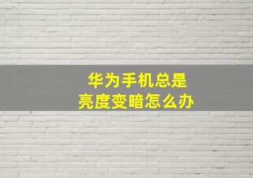 华为手机总是亮度变暗怎么办