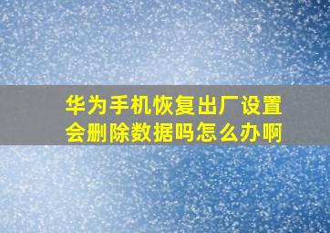 华为手机恢复出厂设置会删除数据吗怎么办啊