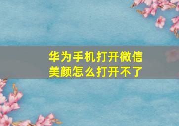 华为手机打开微信美颜怎么打开不了