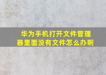 华为手机打开文件管理器里面没有文件怎么办啊