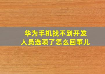 华为手机找不到开发人员选项了怎么回事儿