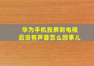 华为手机投屏到电视后没有声音怎么回事儿