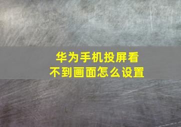 华为手机投屏看不到画面怎么设置