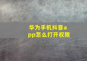 华为手机抖音app怎么打开权限