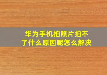 华为手机拍照片拍不了什么原因呢怎么解决