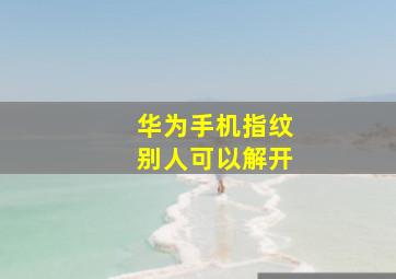 华为手机指纹别人可以解开