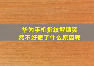 华为手机指纹解锁突然不好使了什么原因呢