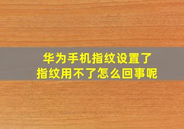 华为手机指纹设置了指纹用不了怎么回事呢