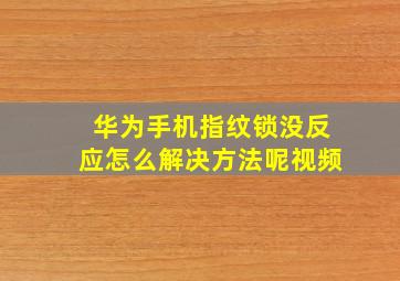 华为手机指纹锁没反应怎么解决方法呢视频