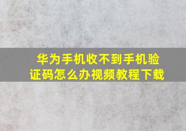 华为手机收不到手机验证码怎么办视频教程下载