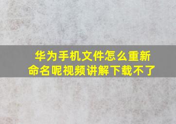 华为手机文件怎么重新命名呢视频讲解下载不了