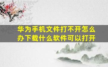 华为手机文件打不开怎么办下载什么软件可以打开