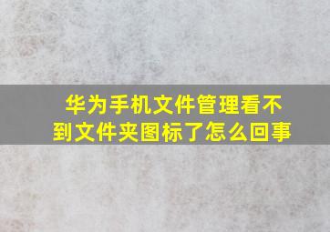 华为手机文件管理看不到文件夹图标了怎么回事