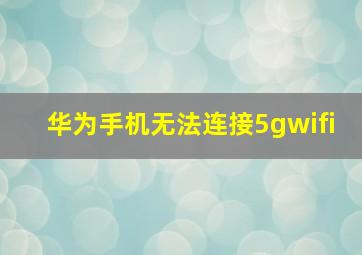 华为手机无法连接5gwifi