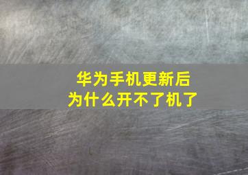 华为手机更新后为什么开不了机了