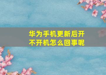 华为手机更新后开不开机怎么回事呢