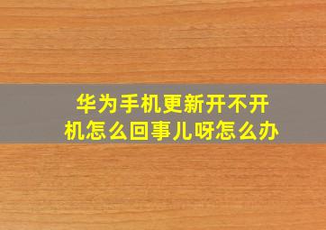 华为手机更新开不开机怎么回事儿呀怎么办