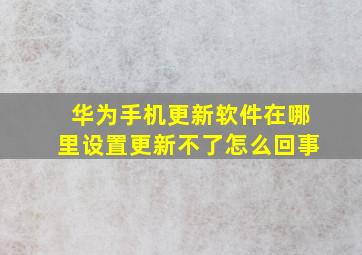 华为手机更新软件在哪里设置更新不了怎么回事