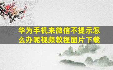 华为手机来微信不提示怎么办呢视频教程图片下载