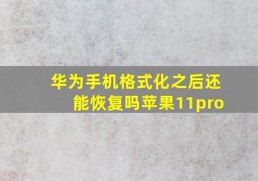 华为手机格式化之后还能恢复吗苹果11pro