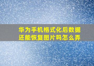 华为手机格式化后数据还能恢复图片吗怎么弄