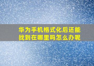 华为手机格式化后还能找到在哪里吗怎么办呢