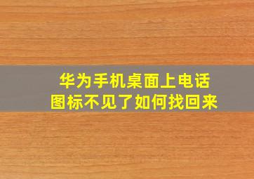 华为手机桌面上电话图标不见了如何找回来