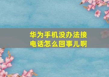 华为手机没办法接电话怎么回事儿啊