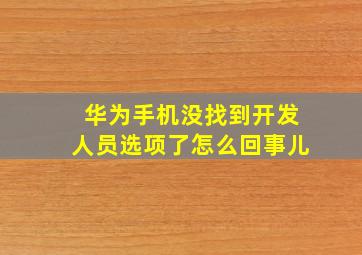 华为手机没找到开发人员选项了怎么回事儿