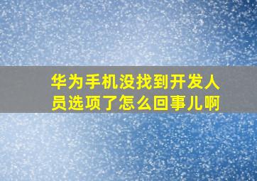 华为手机没找到开发人员选项了怎么回事儿啊