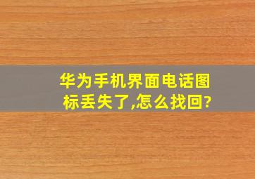 华为手机界面电话图标丢失了,怎么找回?