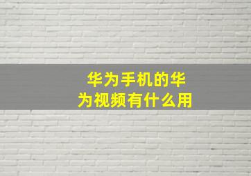 华为手机的华为视频有什么用