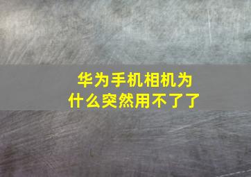 华为手机相机为什么突然用不了了