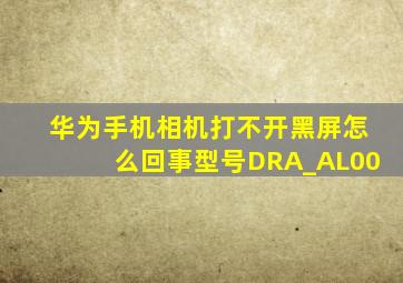 华为手机相机打不开黑屏怎么回事型号DRA_AL00