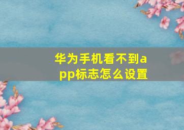 华为手机看不到app标志怎么设置