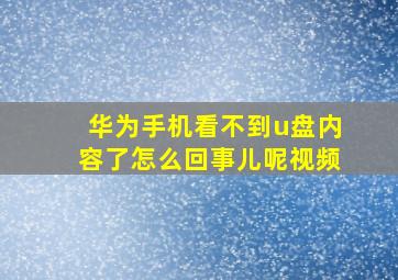 华为手机看不到u盘内容了怎么回事儿呢视频