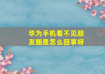 华为手机看不见朋友圈是怎么回事呀