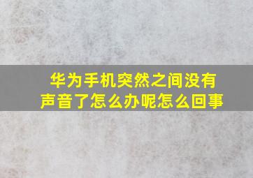 华为手机突然之间没有声音了怎么办呢怎么回事