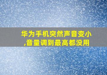 华为手机突然声音变小,音量调到最高都没用