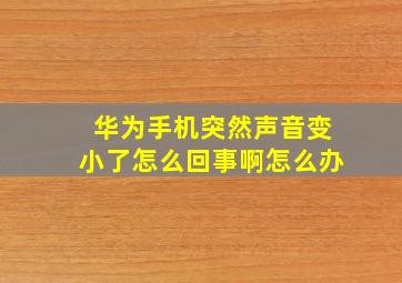 华为手机突然声音变小了怎么回事啊怎么办