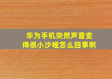 华为手机突然声音变得很小沙哑怎么回事啊