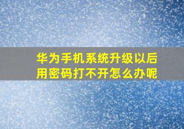 华为手机系统升级以后用密码打不开怎么办呢