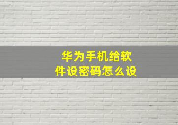 华为手机给软件设密码怎么设