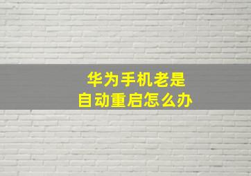 华为手机老是自动重启怎么办