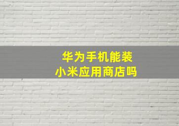 华为手机能装小米应用商店吗