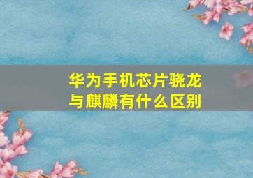 华为手机芯片骁龙与麒麟有什么区别