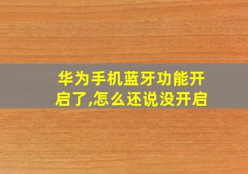 华为手机蓝牙功能开启了,怎么还说没开启