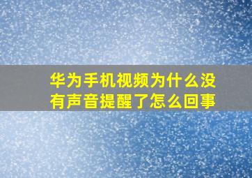 华为手机视频为什么没有声音提醒了怎么回事