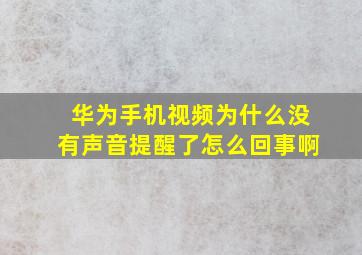 华为手机视频为什么没有声音提醒了怎么回事啊