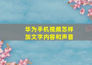 华为手机视频怎样加文字内容和声音